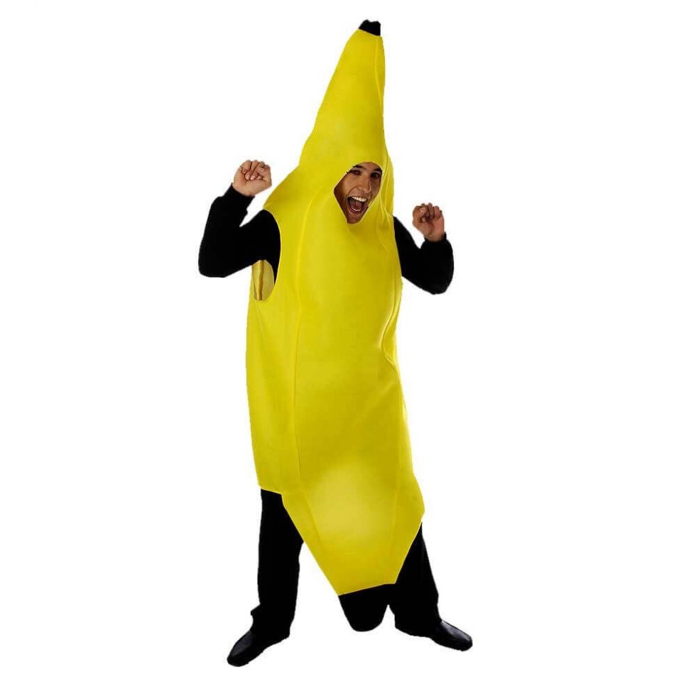 kostiuminė bananų karnavalinė kaukė