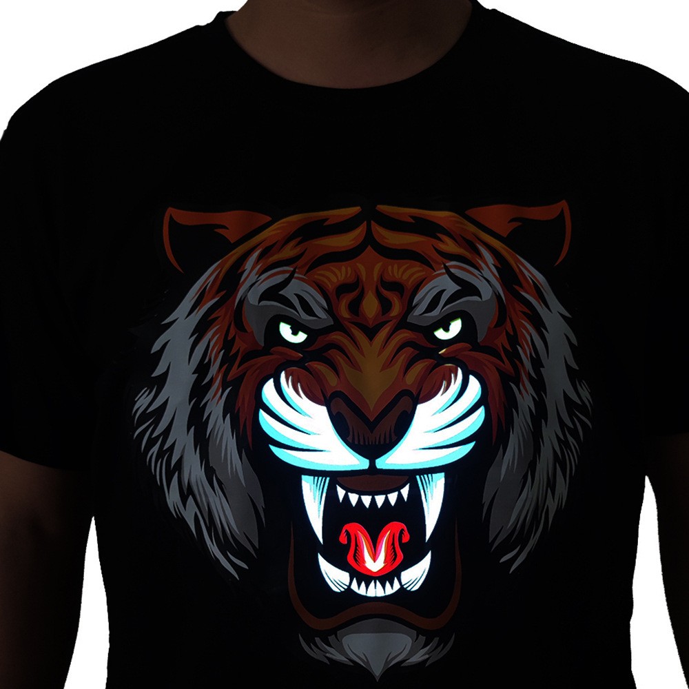 marškinėliai tigro LED mirksinčio apšvietimo marškinėliai