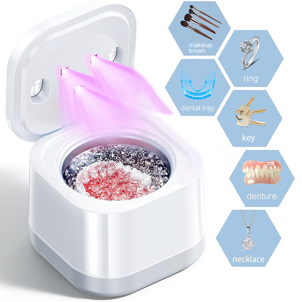 švaresnis ultragarsinis prietaisas lygintuvams, burnos apsaugai, dantų breketams, dantų šepetėlių galvutėms, papuošalams