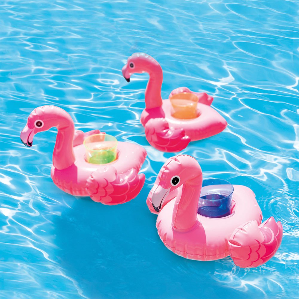 plaukiojantis flamingo pripučiamas puodelių laikiklis