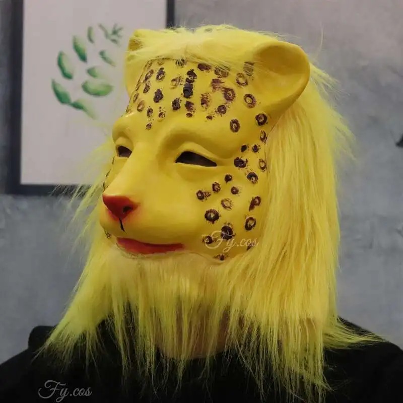leopardo veido silikoninė latekso kaukė galvai