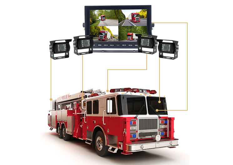 gaisrinių automobilių atbuline eiga stovėjimo kamera