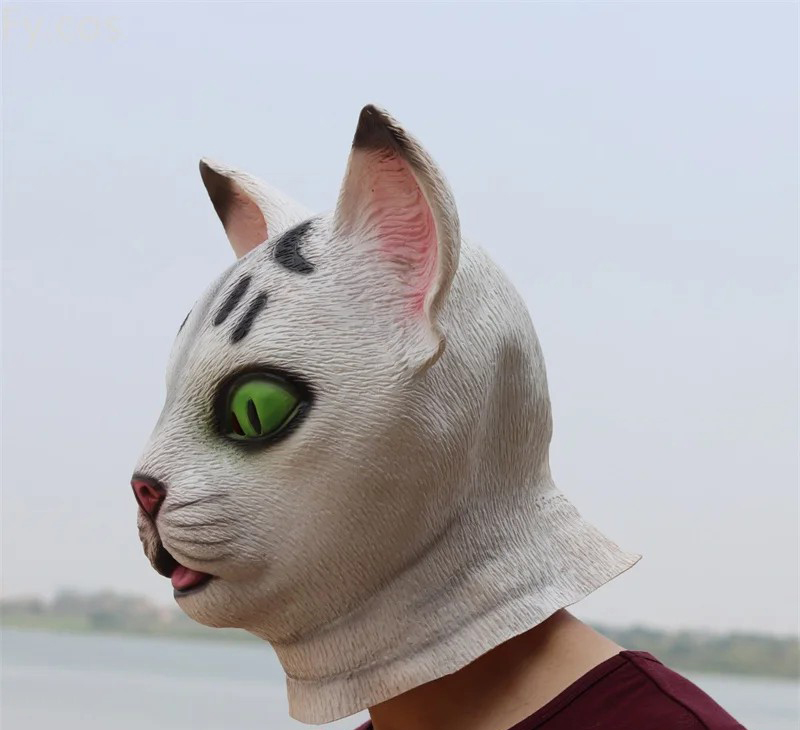 katės silikoninė galvos kaukė