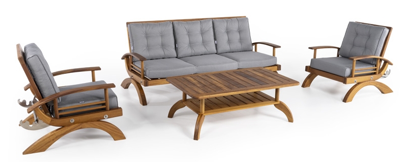 rotango sodo sofa - sodo medinis sėdimų komplektas
