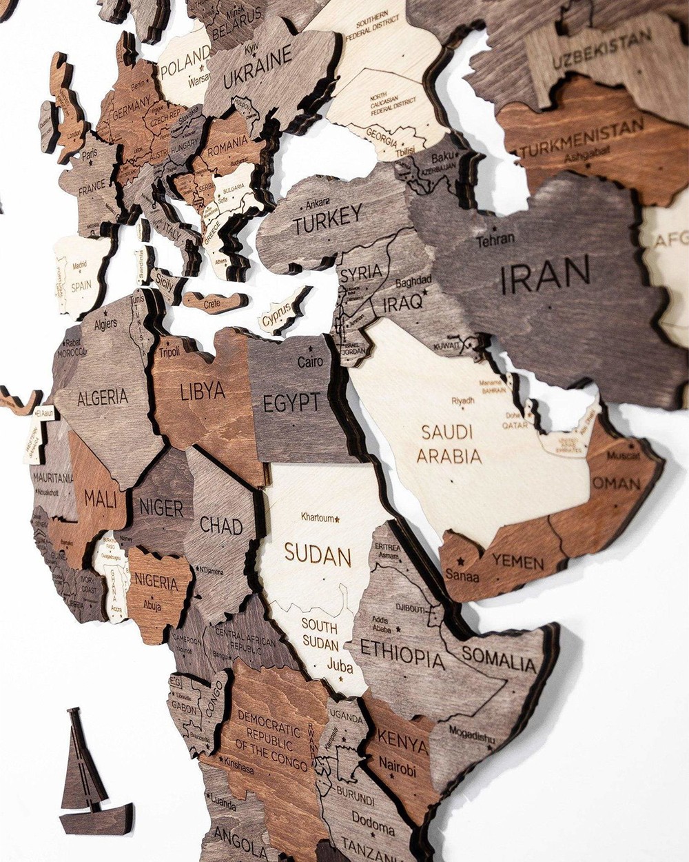 3D sieniniai pasaulio žemynų žemėlapiai