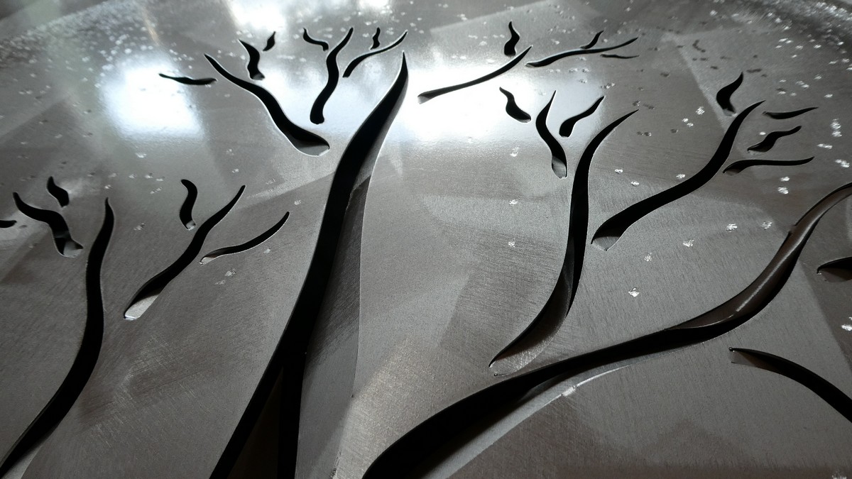 gyvybės medžio tapybos detalė - metalinis paveikslas
