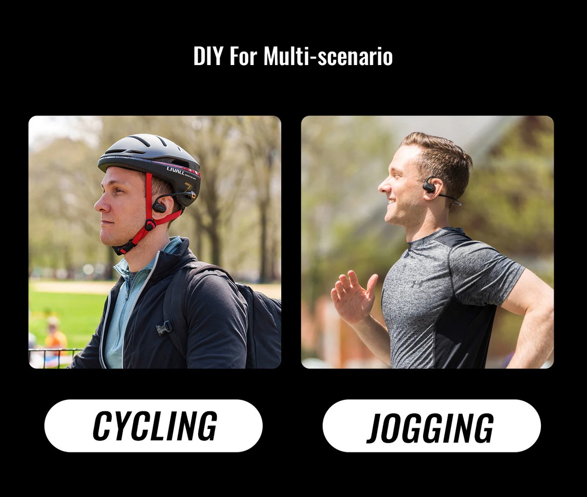 belaidės „Bluetooth“ ausinės leidžia bėgioti dviračiu