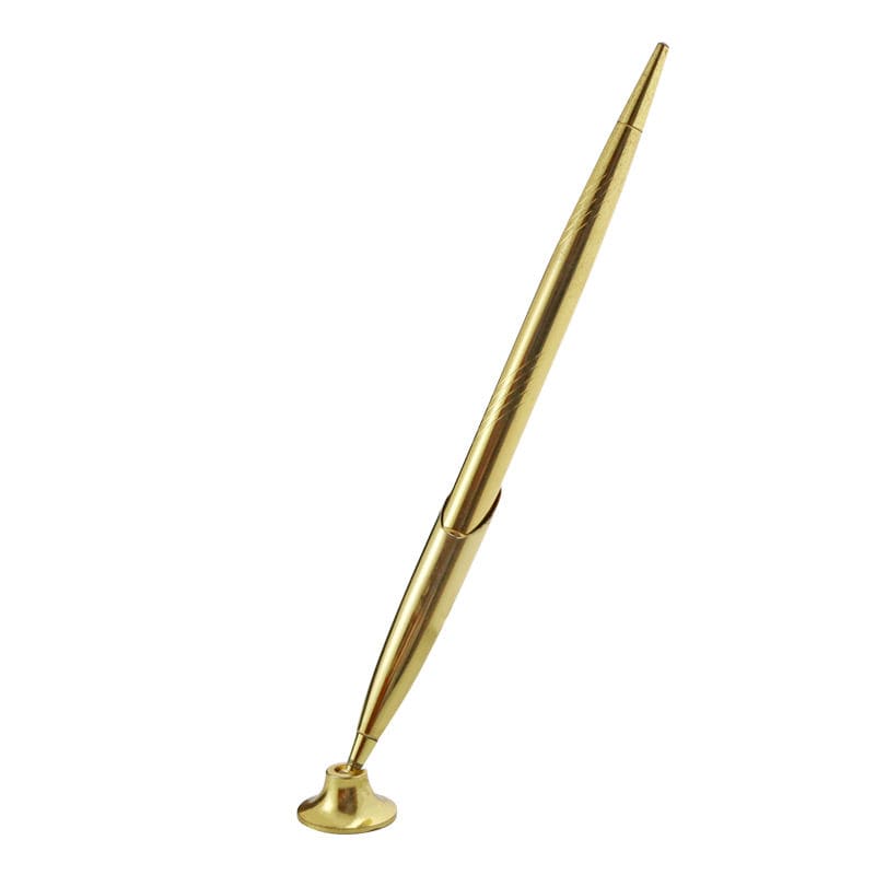 elegantiškas auksinis rašiklis su stovu