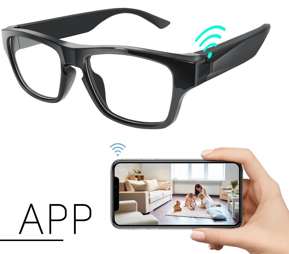 šnipinėjimo akiniai su HD kamera wifi srautas per mobilųjį telefoną