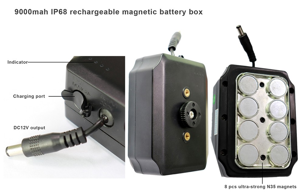 9000 mAh magnetinė baterija maitina galinę kamerą