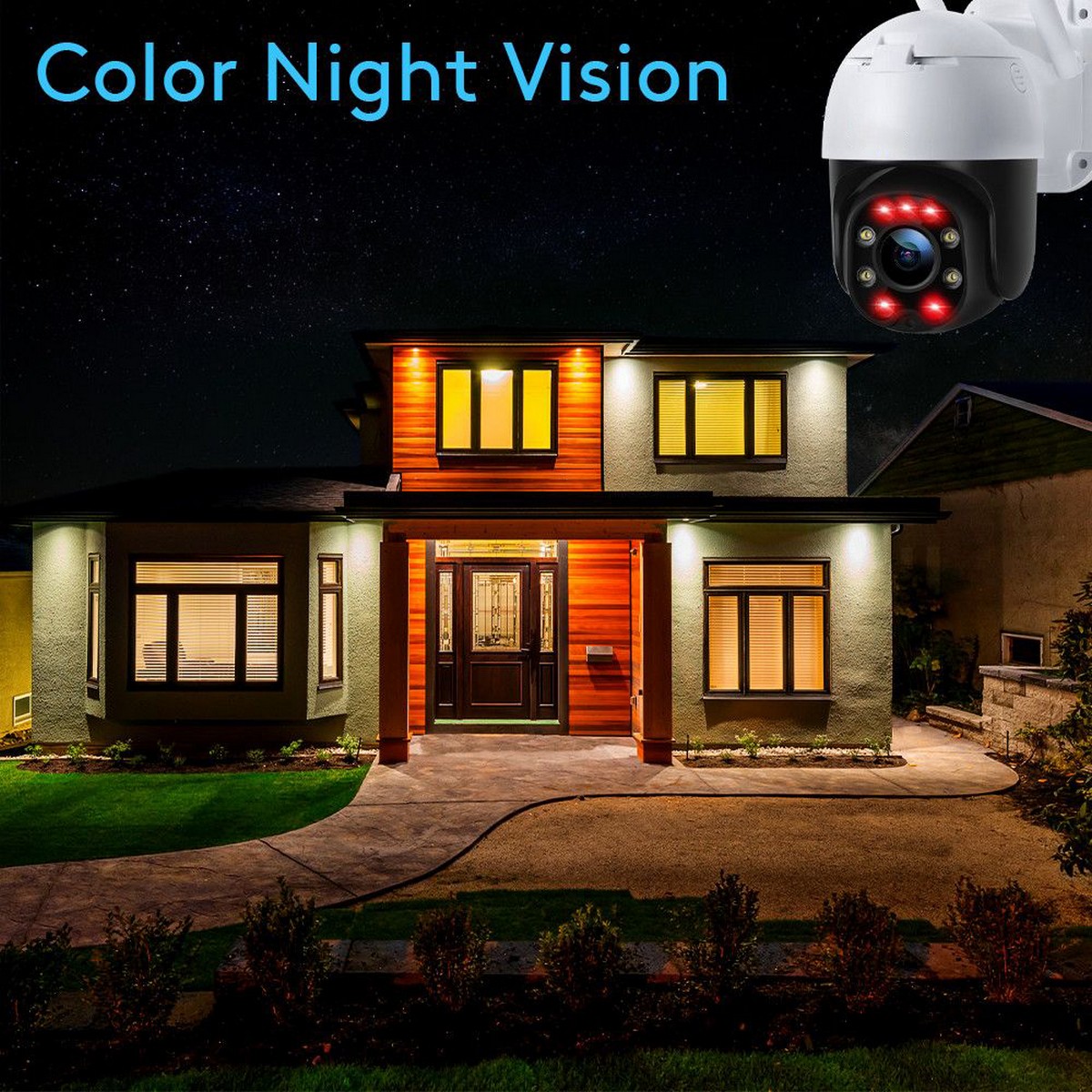 naktinio matymo ip apsaugos kamera - spalvotos infraraudonųjų spindulių lempos
