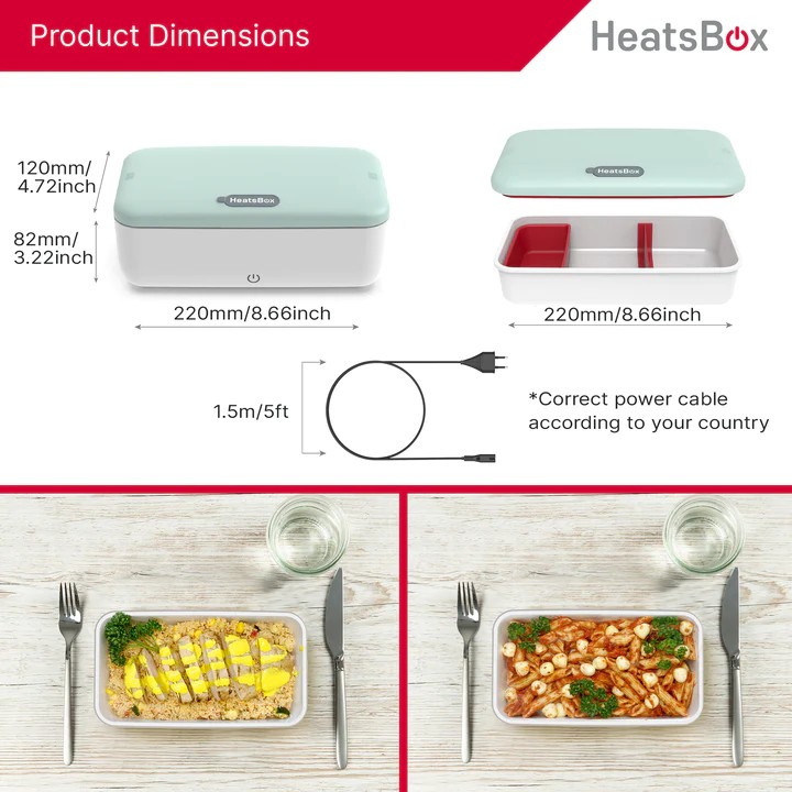 HeatsBox gyvybės dėžutė maisto termo elektrinis šildymas nešiojamas