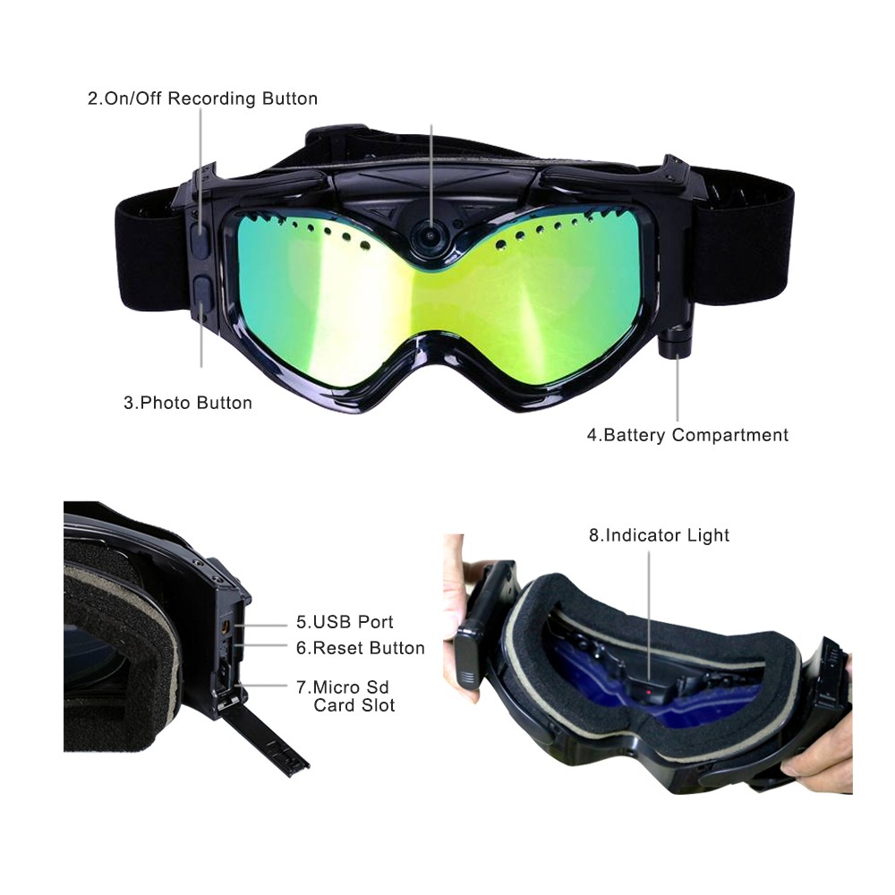 slidinėjimo akinių kamera wifi