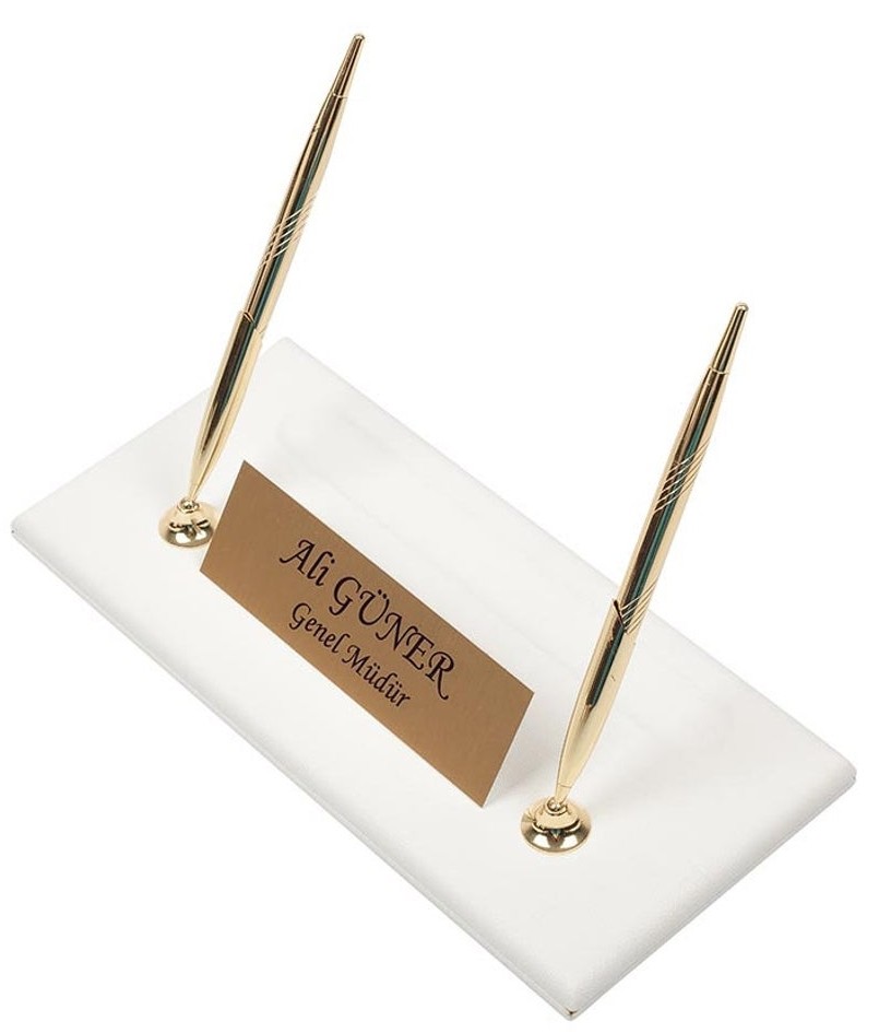 baltas odinis auksinių rašiklių rinkinys biurui