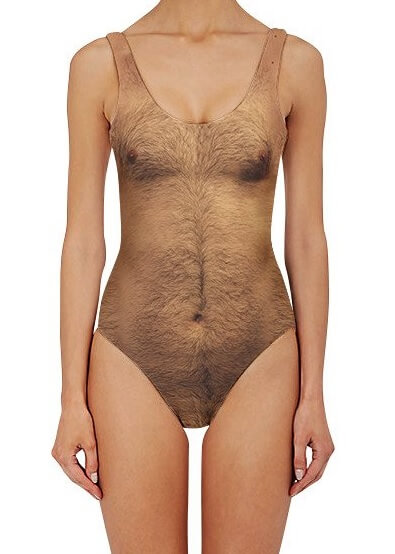 Moteriškos maudymosi kostiumėliai vyriško kūno šviesiai rudi