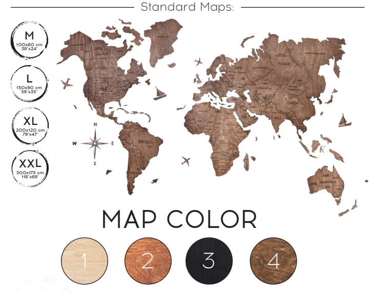 Medinė ąžuolo pasaulio žemėlapio spalva