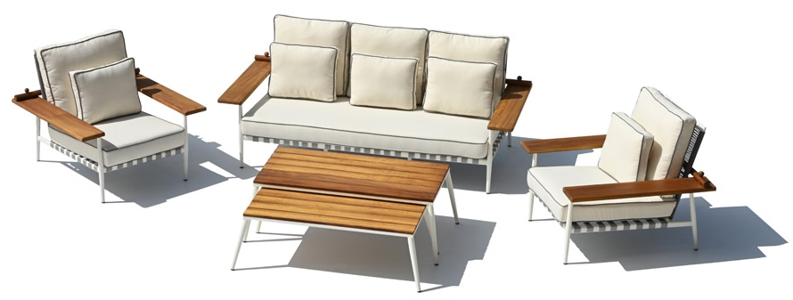 Išskirtinio dizaino lauko sodo sėdynė su mediniu aliuminiu su dideliu stalu