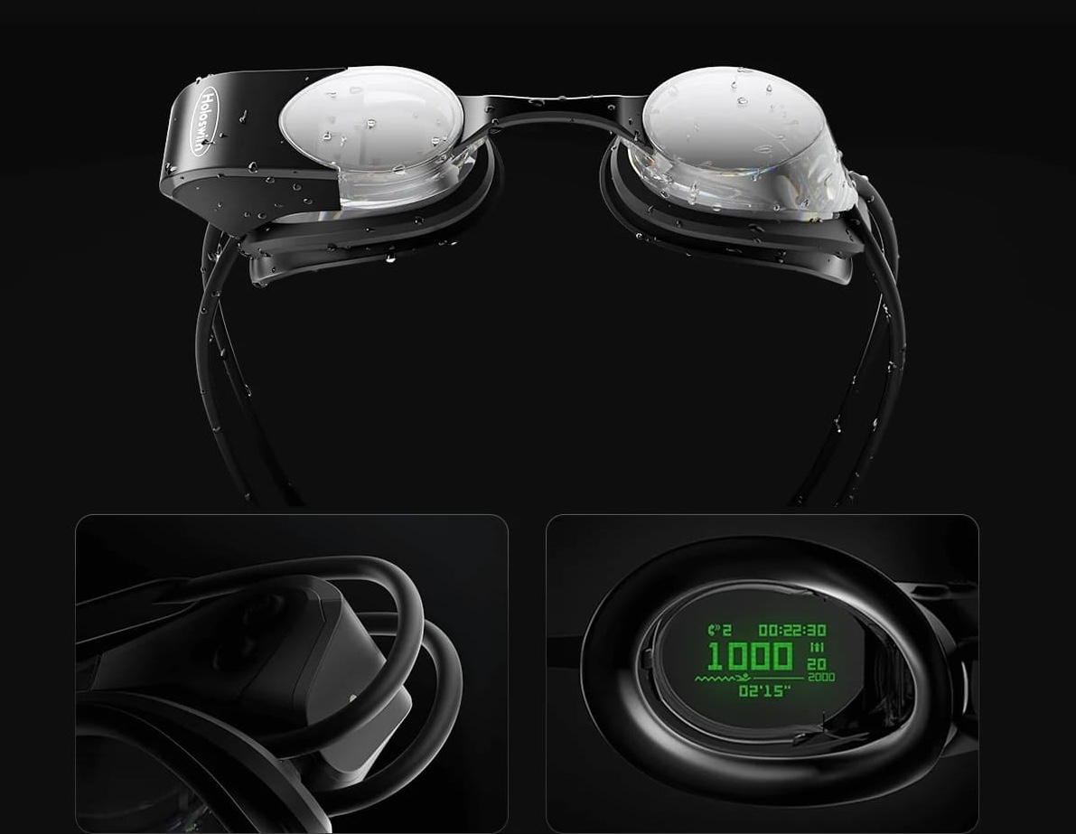 Išmanieji plaukimo akiniai, skirti plaukti virtualioje realybėje su ekranu