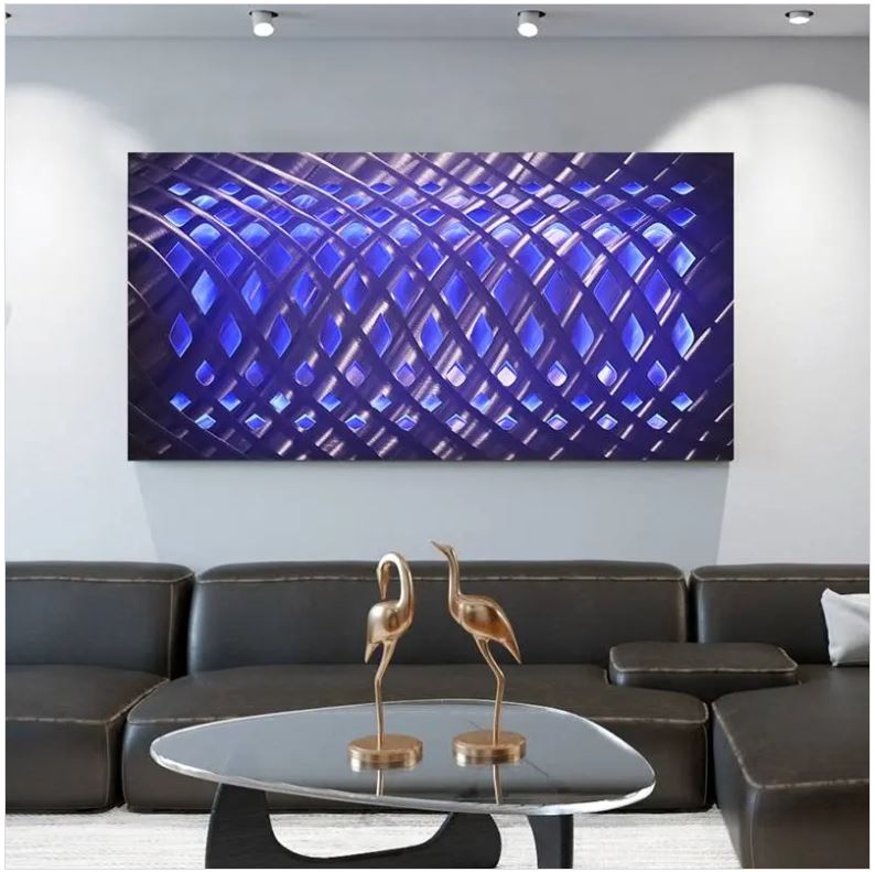 metaliniai sienų paveikslai su nuotoliniu LED foniniu apšvietimu