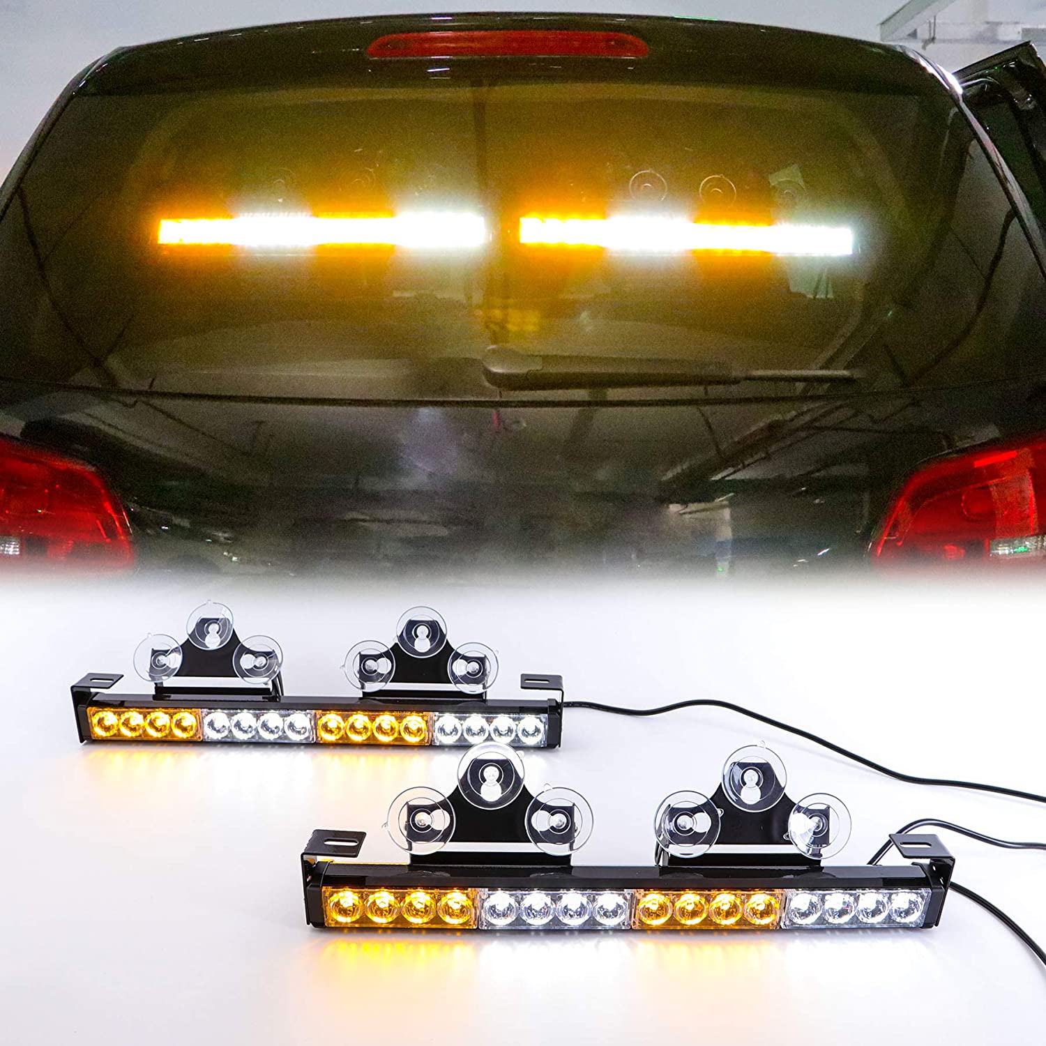 Mirksinčios LED lemputės automobiliui geltonos baltos kelių spalvų