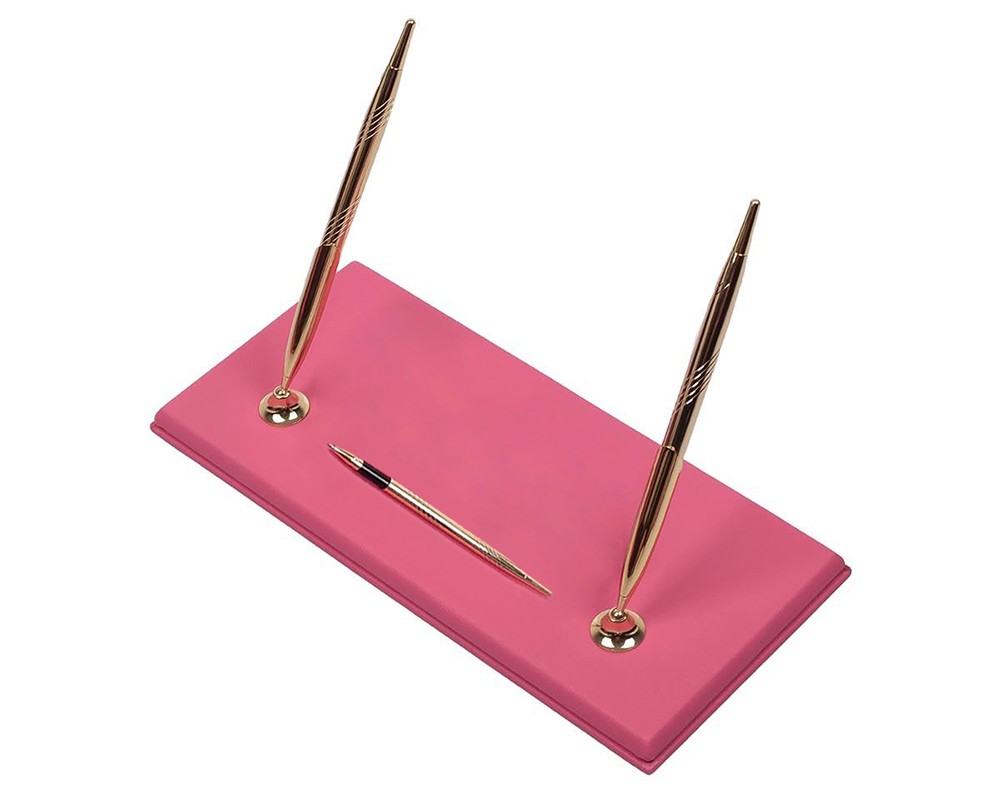 prabangių rašiklių rinkinys rožinis auksinis stovas moterims