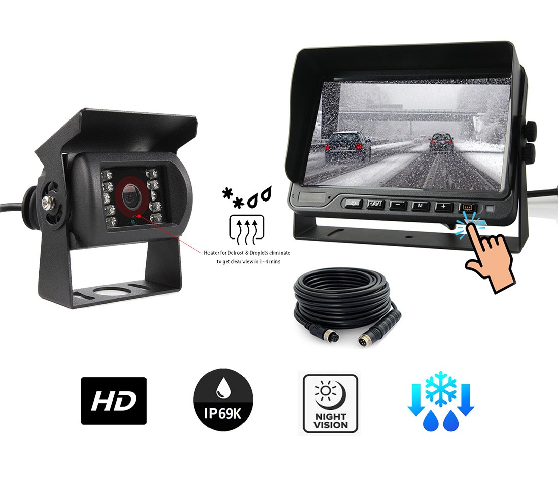 Kameros komplektas - galinė DEFROST car HD kamera + 7" vandeniui atsparus monitorius