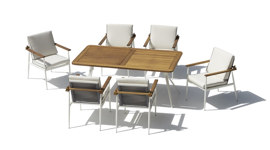 Valgomojo stalo ir kėdžių komplektas - Mediniai prabangūs sodo baldai