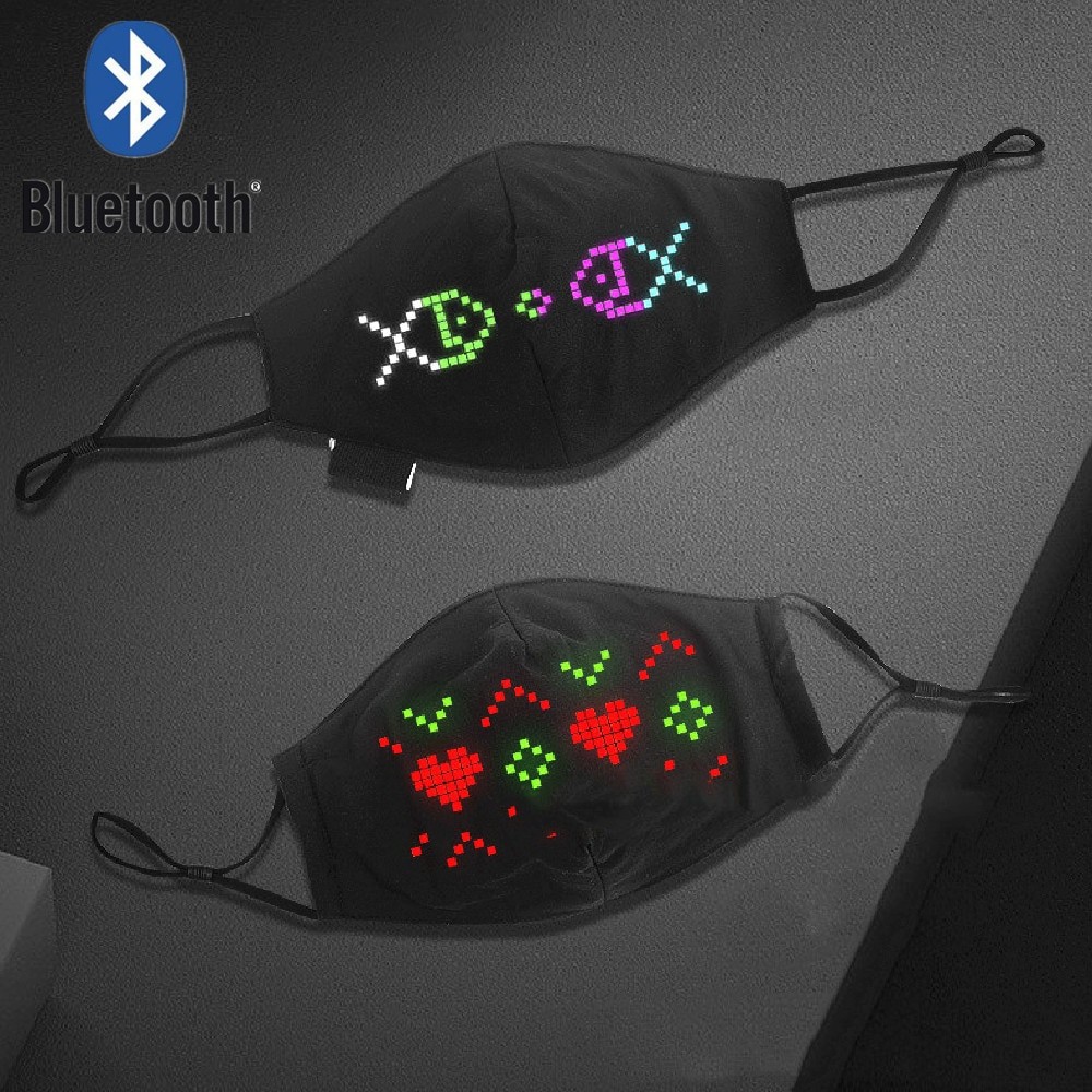 LED kaukė per „Bluetooth“ rodo tekstą