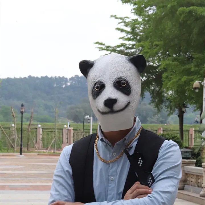 Panda silikoninė kaukė veidui ir galvai