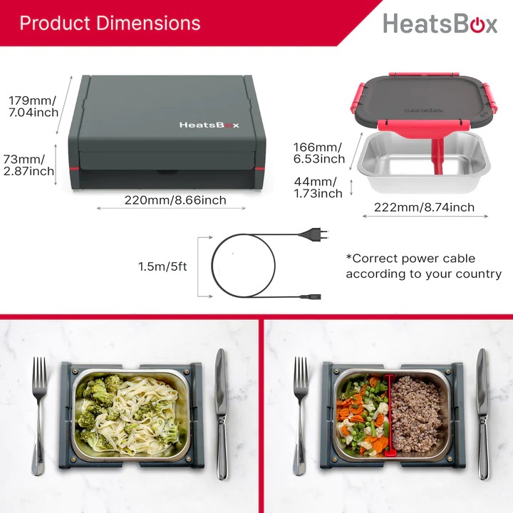 priešpiečių dėžutė maistui elektra šildomam maistui heatsbox pro