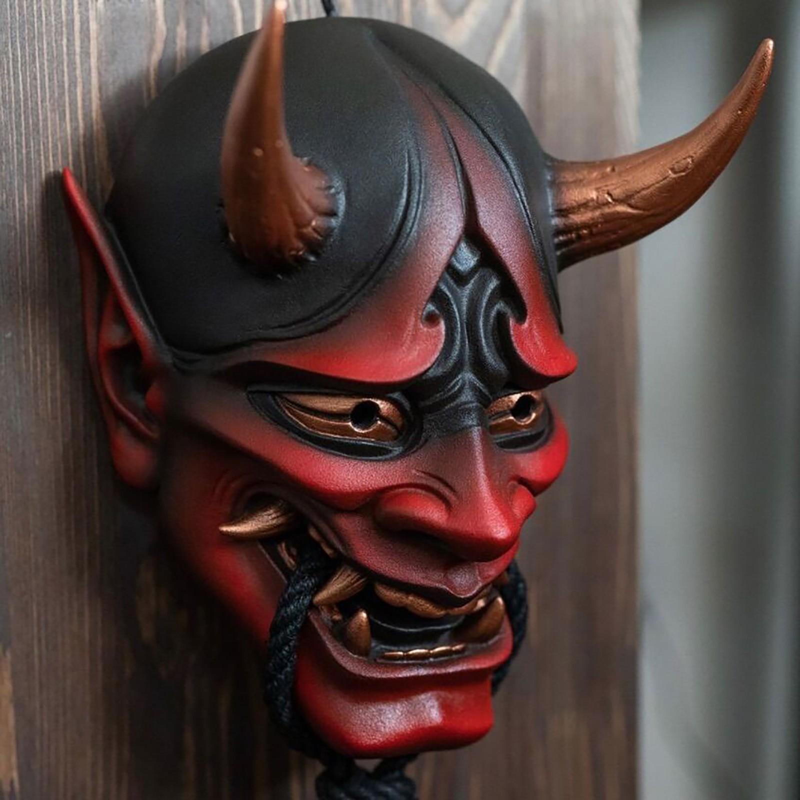 Japonijos demonų kaukė ant veido karnavalas