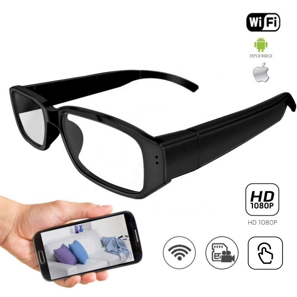 akiniai su kamera - šnipinėjimo kamera akiniuose su wifi