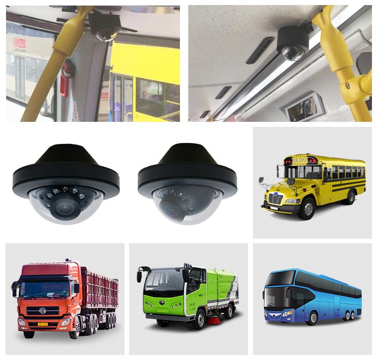 mini kupolinė kamera autobusams, troleibusams, tramvajams, furgonams, mikroautobusams, karavanams, puspriekabėms, priekaboms, sunkvežimiams