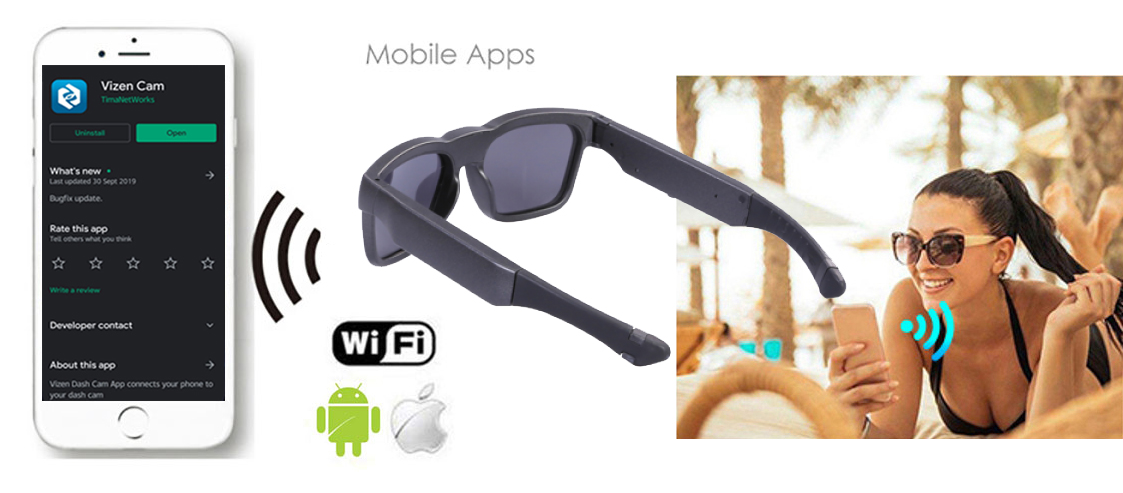 „Wi-Fi“ akinių kamera su tiesiogine sukčiavimo programa