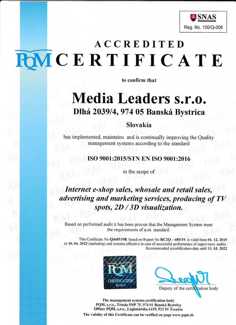 ISO sertifikatas media leader