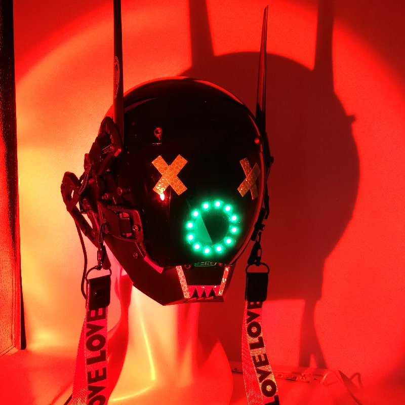 Šviečiantis Cyberpunk LED kaukės šalmas